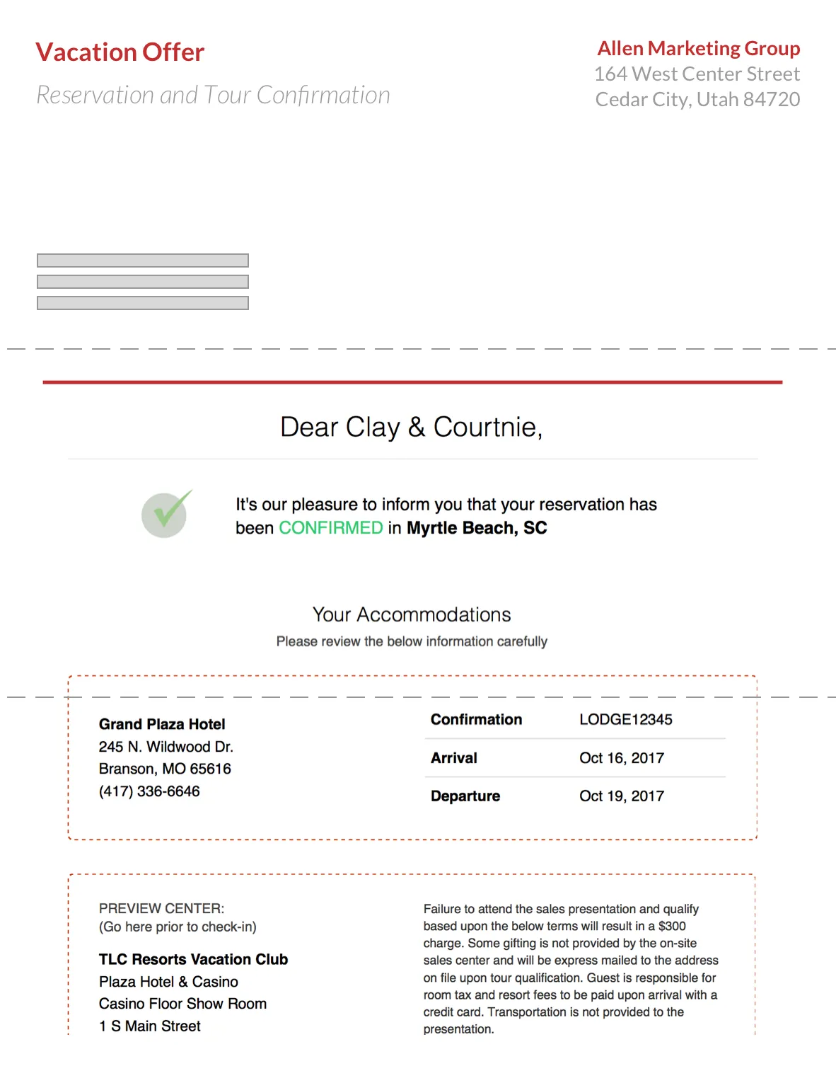 Automated print mailer produced by the AMG fulfillment system