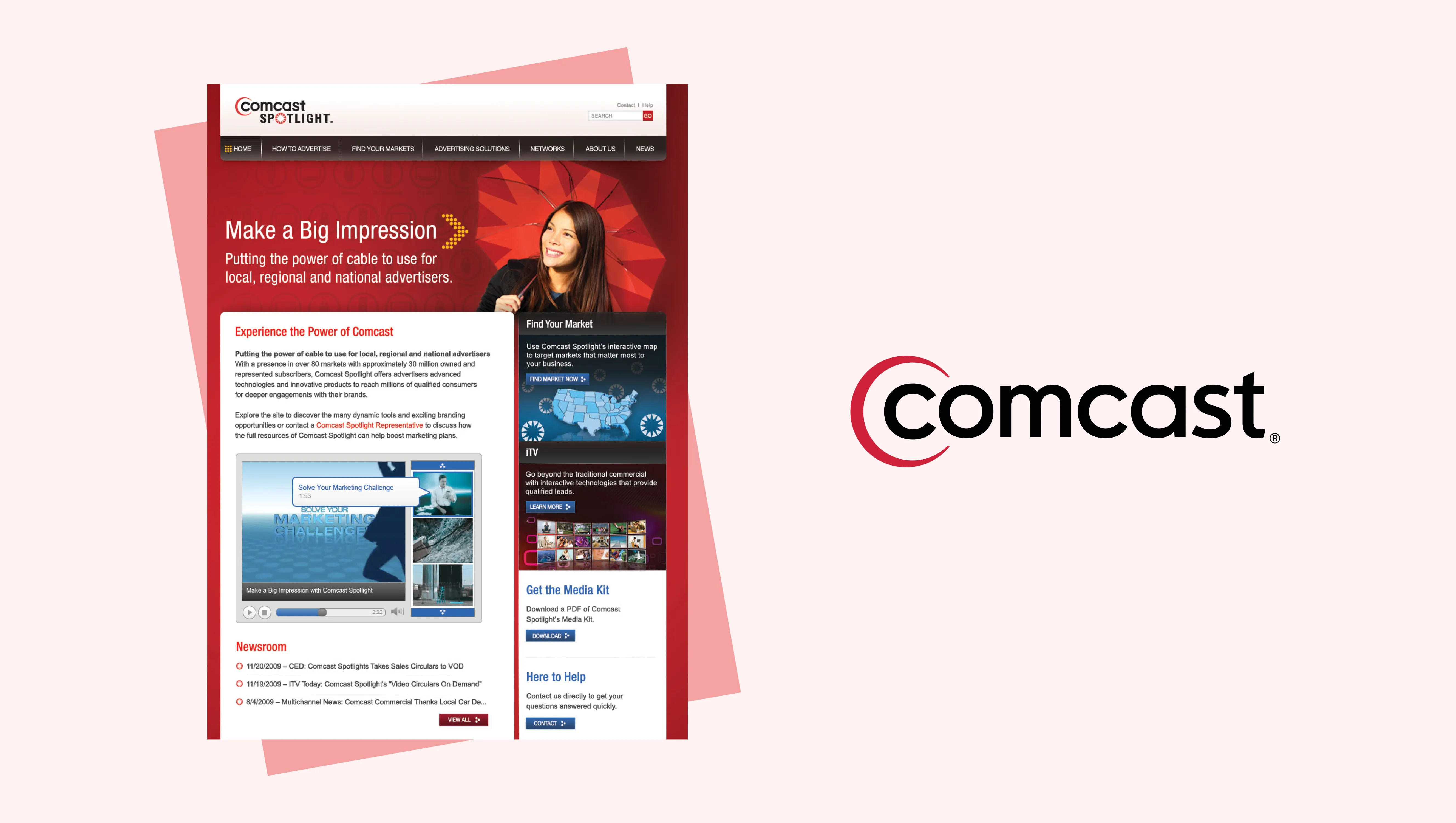 The Comcast Spotlight marketing website displayed across desktop screens