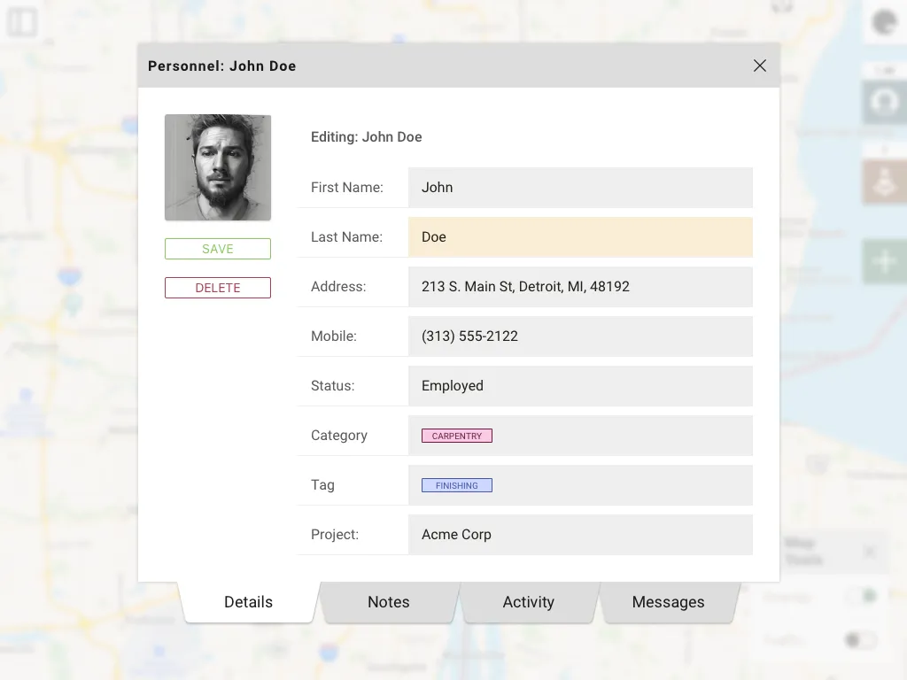 Personnel record management in Elements