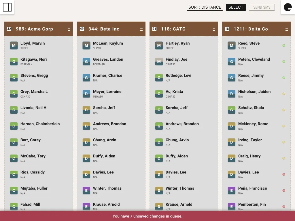 The whiteboard-style scheduling view in Elements