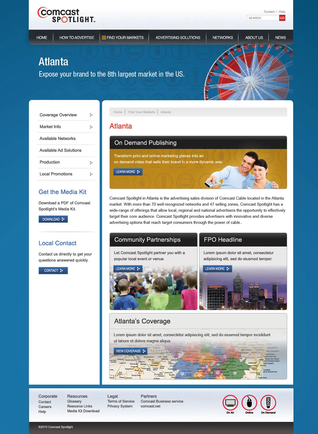 The Comcast Spotlight website homepage