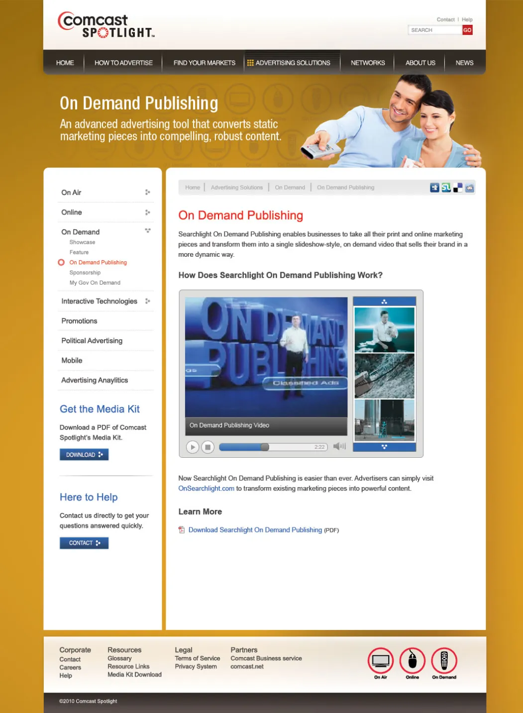 Comcast sales landing page design