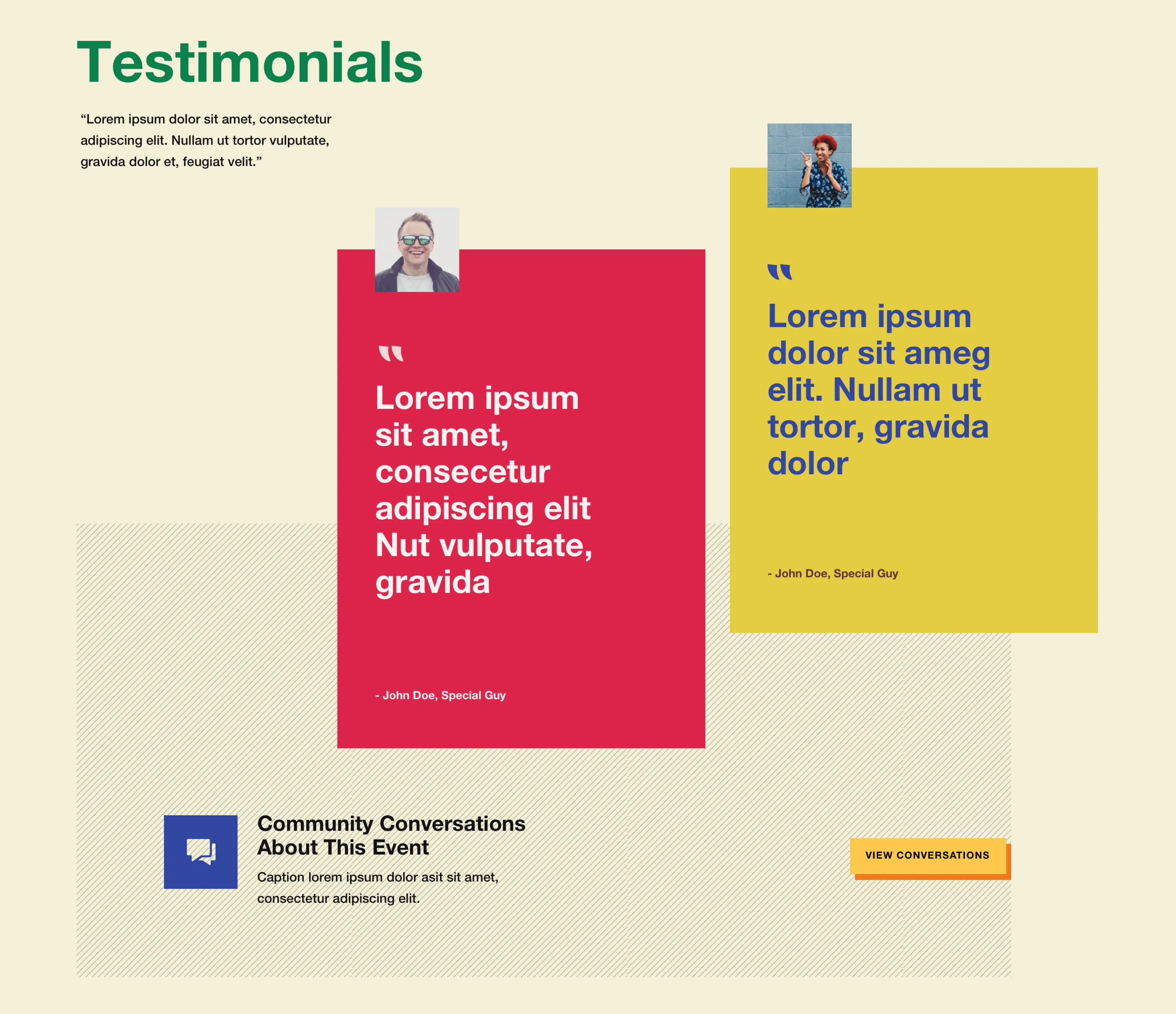 Testimonials section on the Indeed Events Hub
