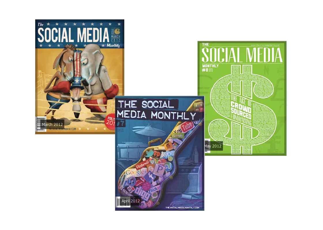 The first quarter of Social Media Monthly magazine covers