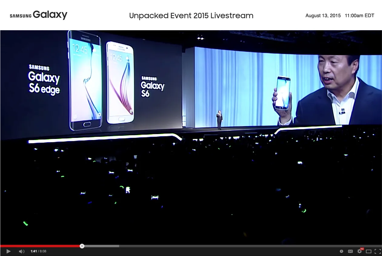Screenshot of the Samsung Unpacked live stream application