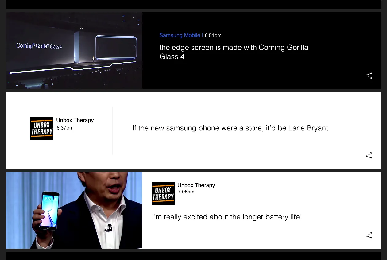 Screenshot of the Samsung Unpacked stream interface