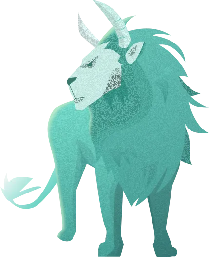 Illustration of a bull-lion hybrid creature