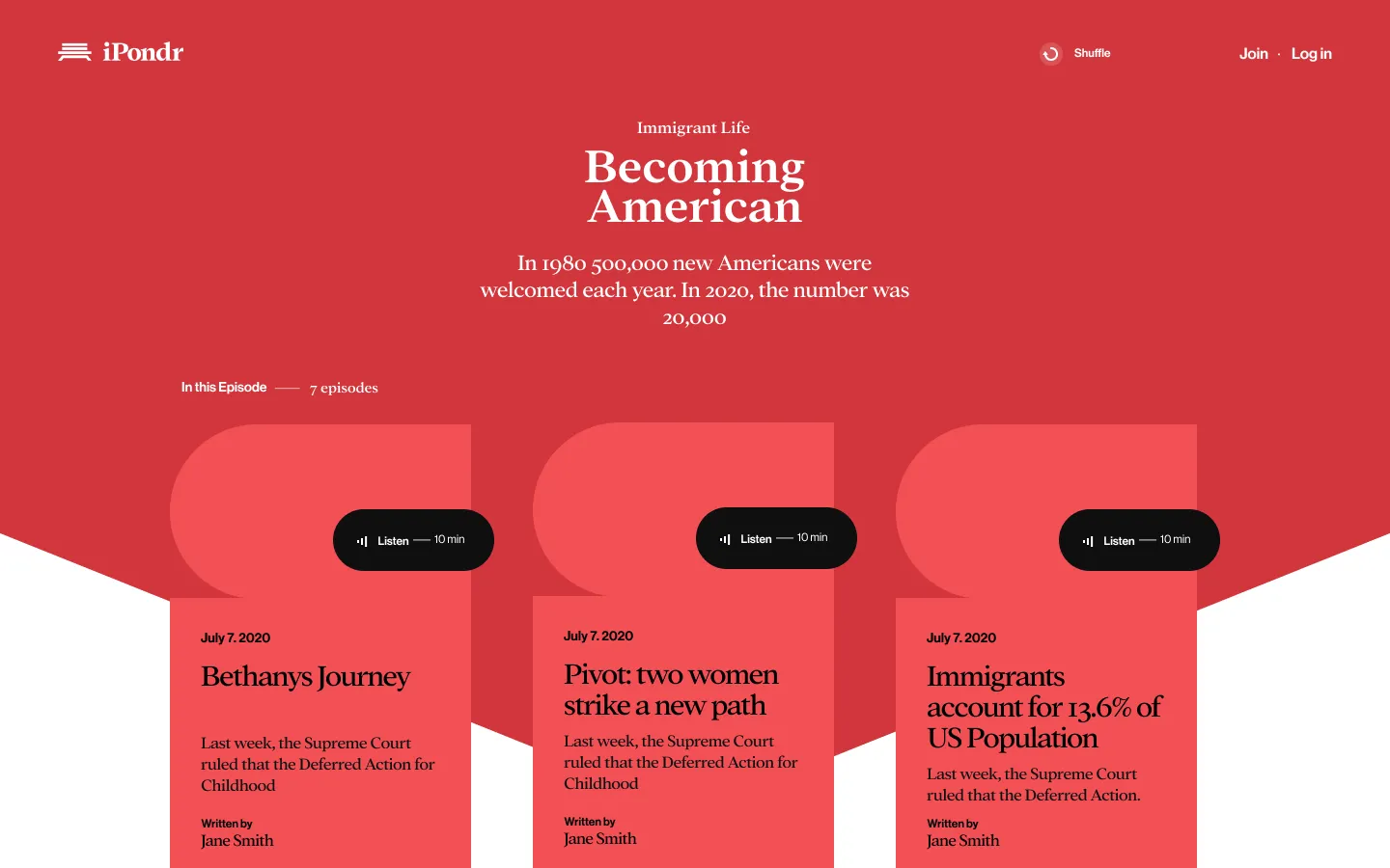 The iPondr publishing platform home page